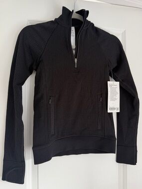 Lululemon Black Half-Zip Waffle Pullover - Engineered Warmth Size 0